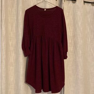 Burgundy baby doll dress